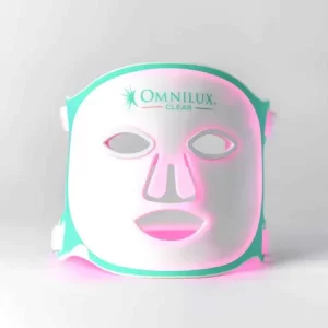 A picture of the Omnilux CLEAR Light therapy face mask.