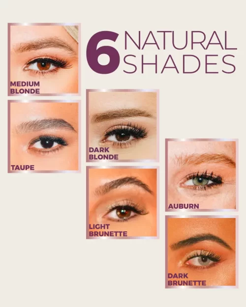An image showing the six natural shades of brow mousse.